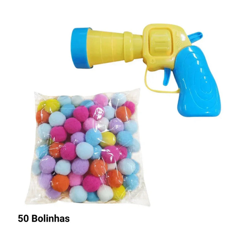 Brinquedo Pistola com Bolinhas de Pelúcia para Gatos