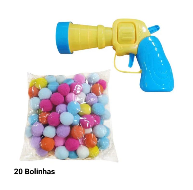 Brinquedo Pistola com Bolinhas de Pelúcia para Gatos