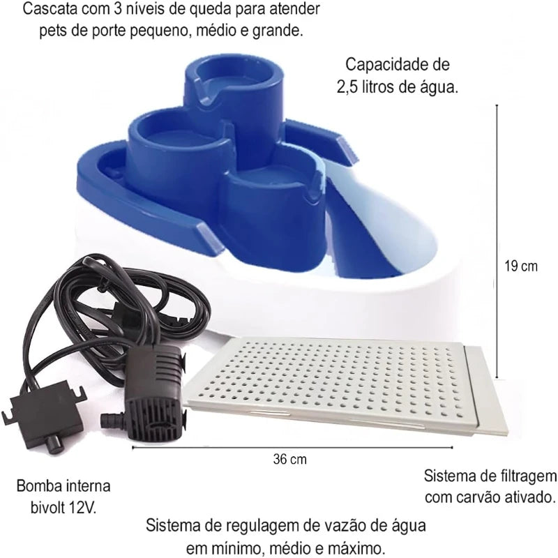 Bebedouro e purificador de água, capacidade 2.5L